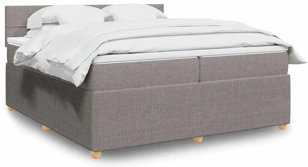 vidaXL Pat box spring cu saltea, gri taupe, 200x200 cm, textil
