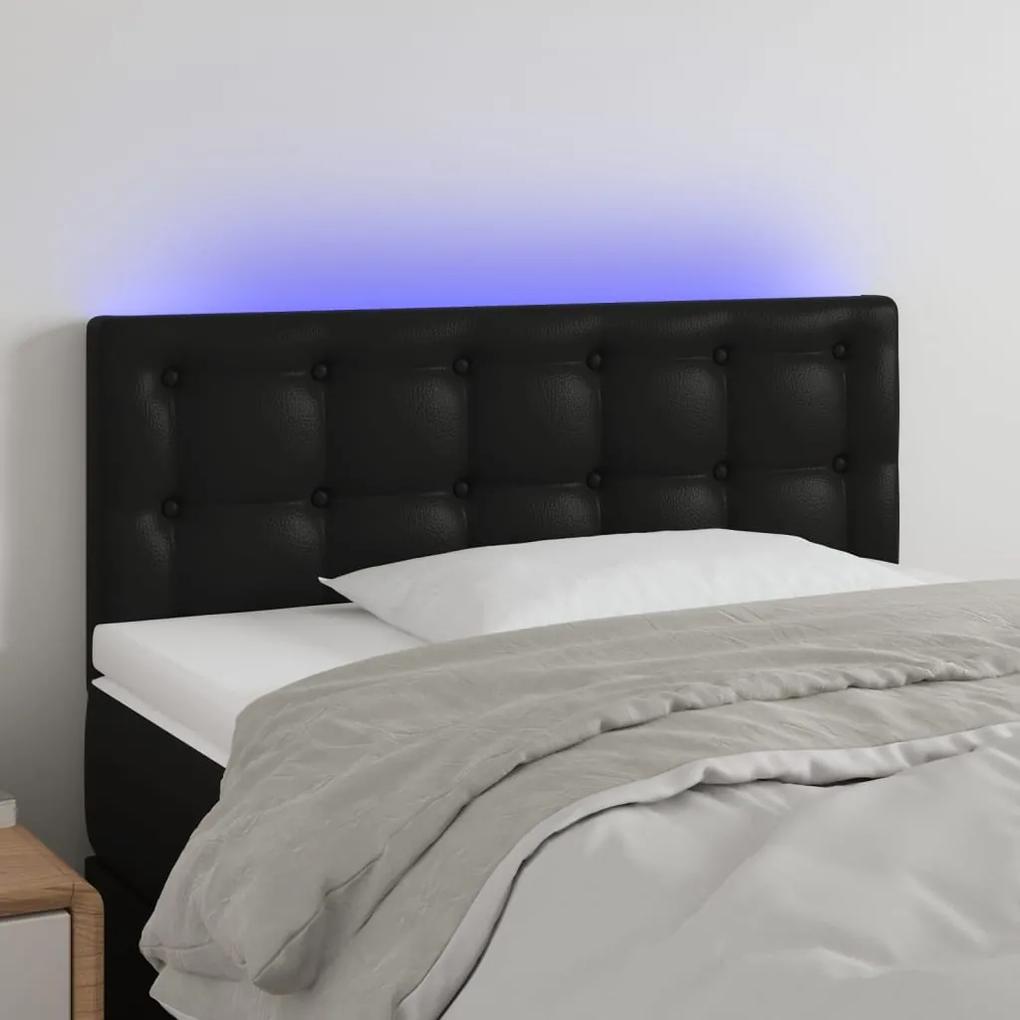 Tablie de pat cu LED, negru, 90x5x78 88 cm, piele ecologica 1, Negru, 90 x 5 x 78 88 cm
