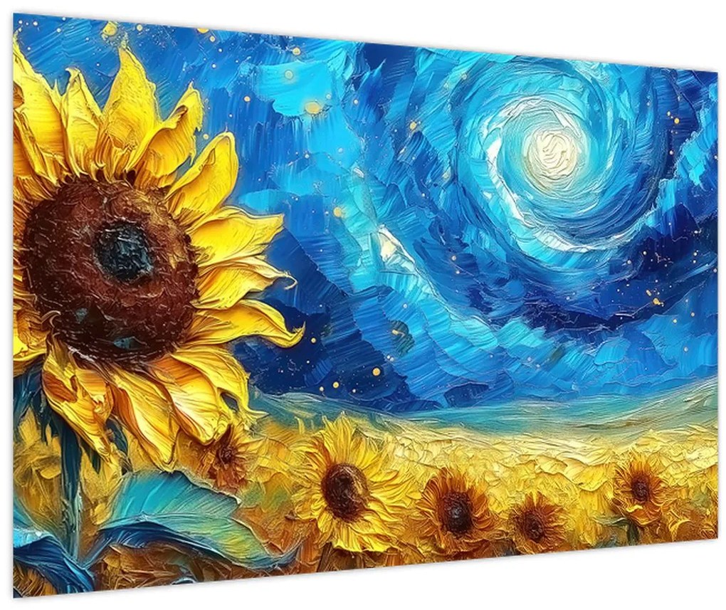 Tablou - Pictura floarea-soarelui (90x60 cm)