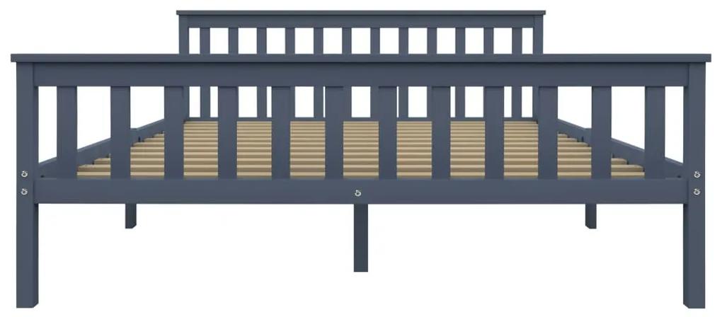 Cadru de pat cu 2 sertare, gri, 160 x 200 cm, lemn masiv pin Gri, 160 x 200 cm, 2 Sertare