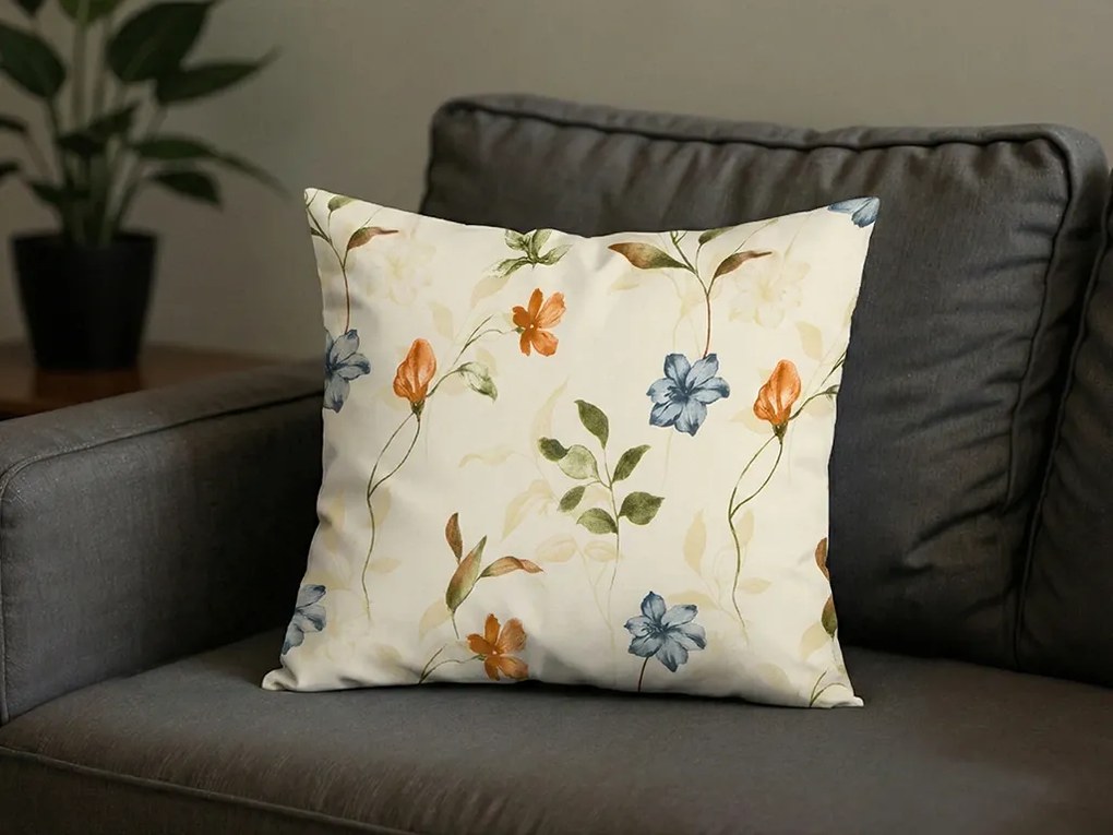 Fata de perna din microflanel GENTLE LEAVES 40x50 cm, crem