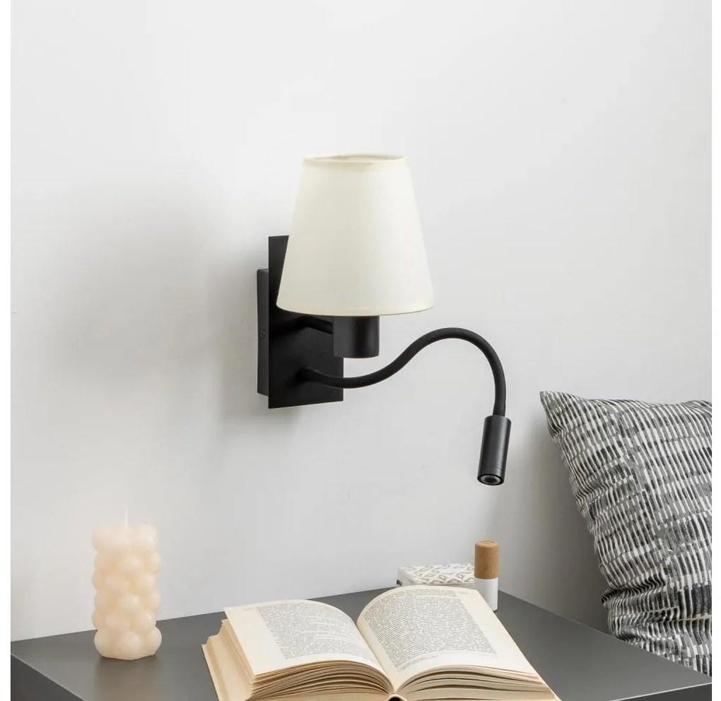 Lampă LED de perete Brilagi NUBILA 1xE27/25W/230V + LED/3W negru/crem