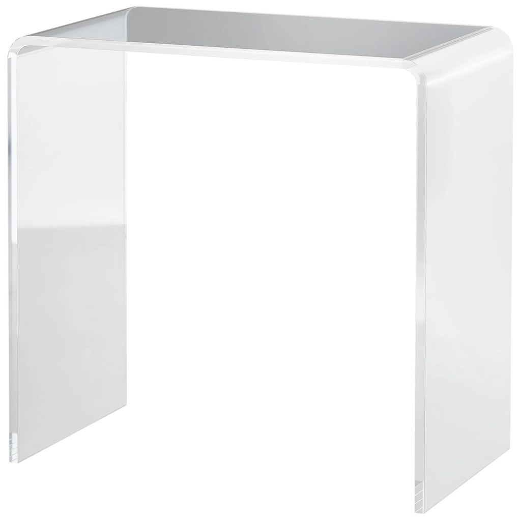 HOMCOM Masă Laterală Acrilică Fără Colturi, Margini Rotunjite, Spațiu Depozitare, 53.3x30.5x53.3cm, Transparent | Aosom Romania