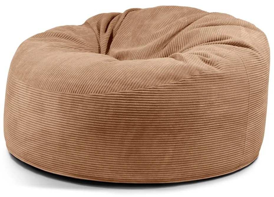 Fotoliu bean bag maro cu tapițerie din catifea reiată Om 135 – SLOWDOWN