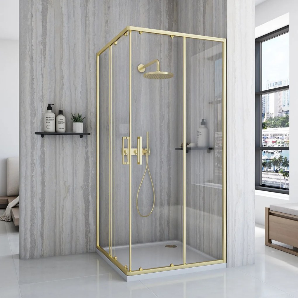 Cabina de dus Rea City 80x80 cm Gold Brush