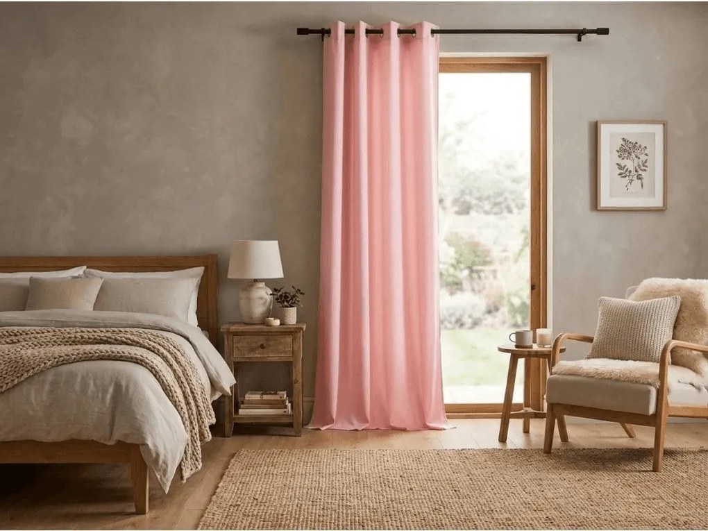 Draperie OXFORD LIGHT 140x250 cm, roz Agatat: Inele metalice