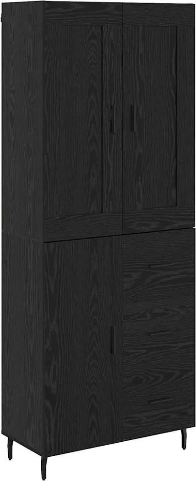 vidaXL Bufet cu sertar 2 pcs Stejar Negru Lemn compozit