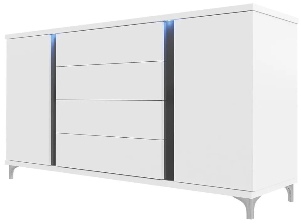 Comodă Aurelius 180 AR04 (Alb + Alb lucios + Negru lucios ). Promo -17%. 1058418
