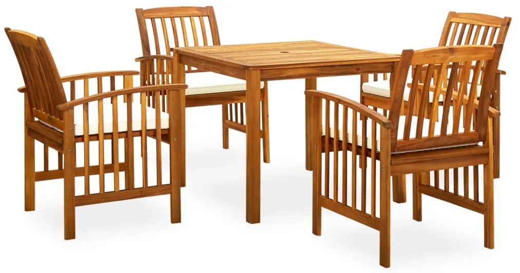vidaXL Set mobilier de grădină cu perne, 5 piese, lemn masiv acacia