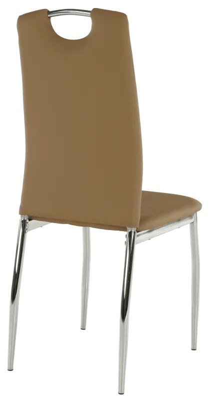 Scaun dining, piele ecologică bej/crom, ERVINA