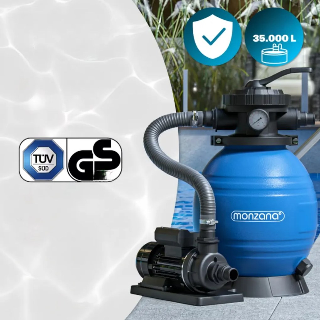 Filtrare cu nisip pentru piscina AQUA cu bile filtrante, 10 200 l/h, albastră Monzana