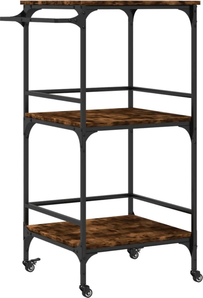 vidaXL Cărucior de bucătărie stejar fumuriu60,5x50x105cm lemn prelucrat