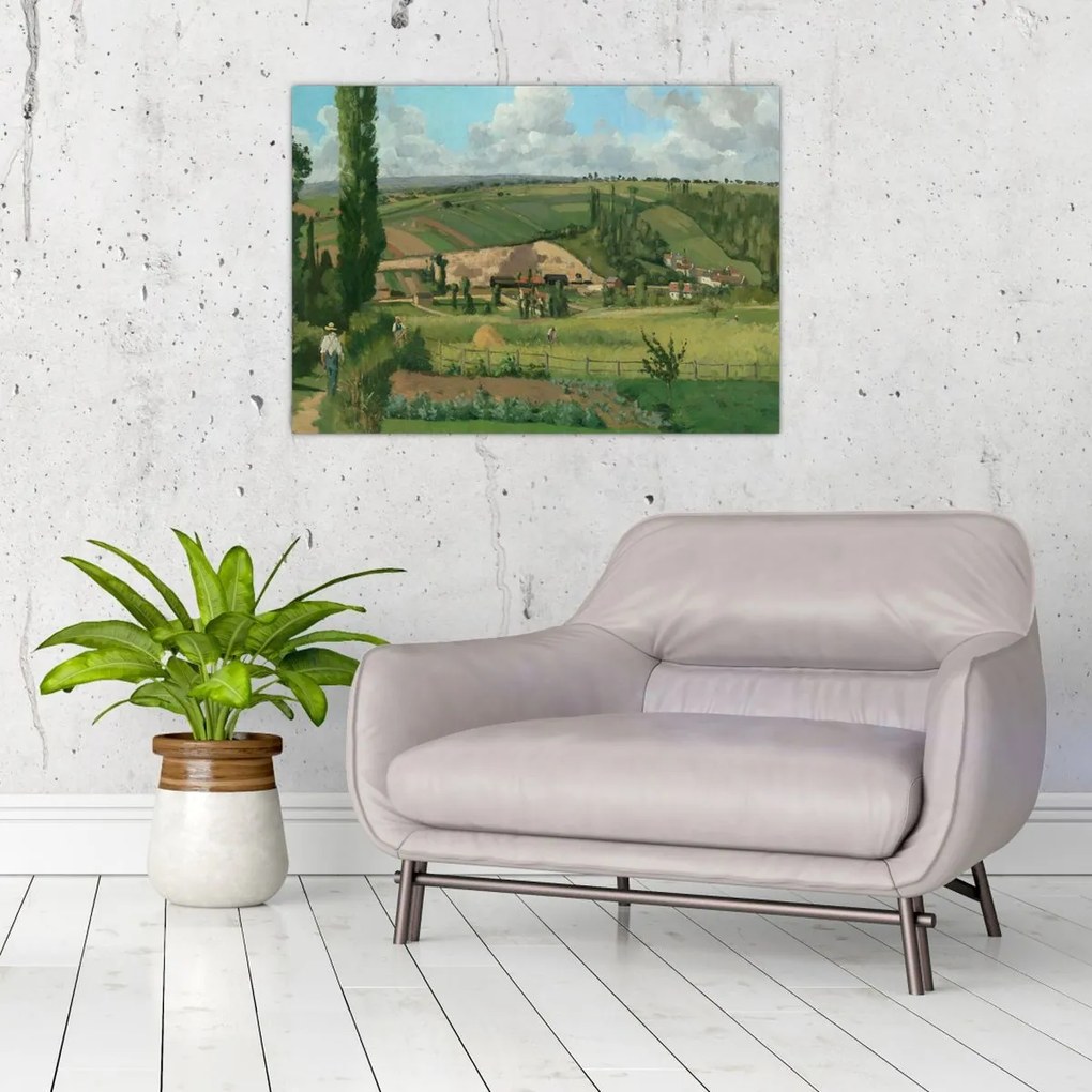 Tablou pe sticlă - Camille Pissarro, Landscape at Les Pâtis, Pontoise, reproducere (70x50 cm)