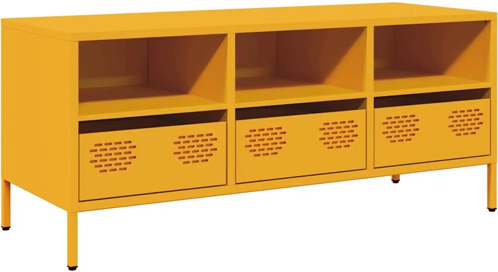 vidaXL Dulap TV, galben muștar, 101,5x39x43,5 cm, oțel laminat la rece