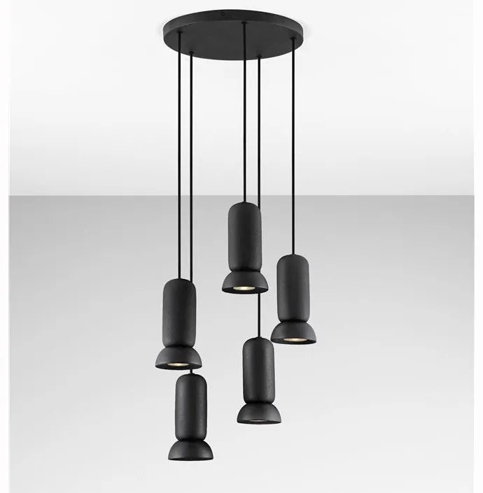 Lustra cu 5 pendule ceramica neagra PARLO