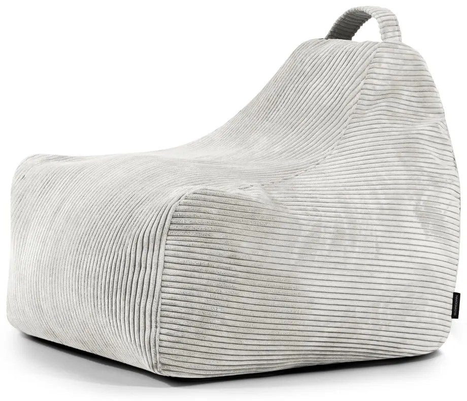 Fotoliu puf pentru copii crem cu tapițerie din catifea reiată Game Amuse – SLOWDOWN