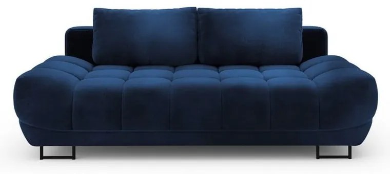 Canapea extensibilă cu 3 locuri și tapițerie de catifea Windsor &amp; Co Sofas Cirrus, albastru închis