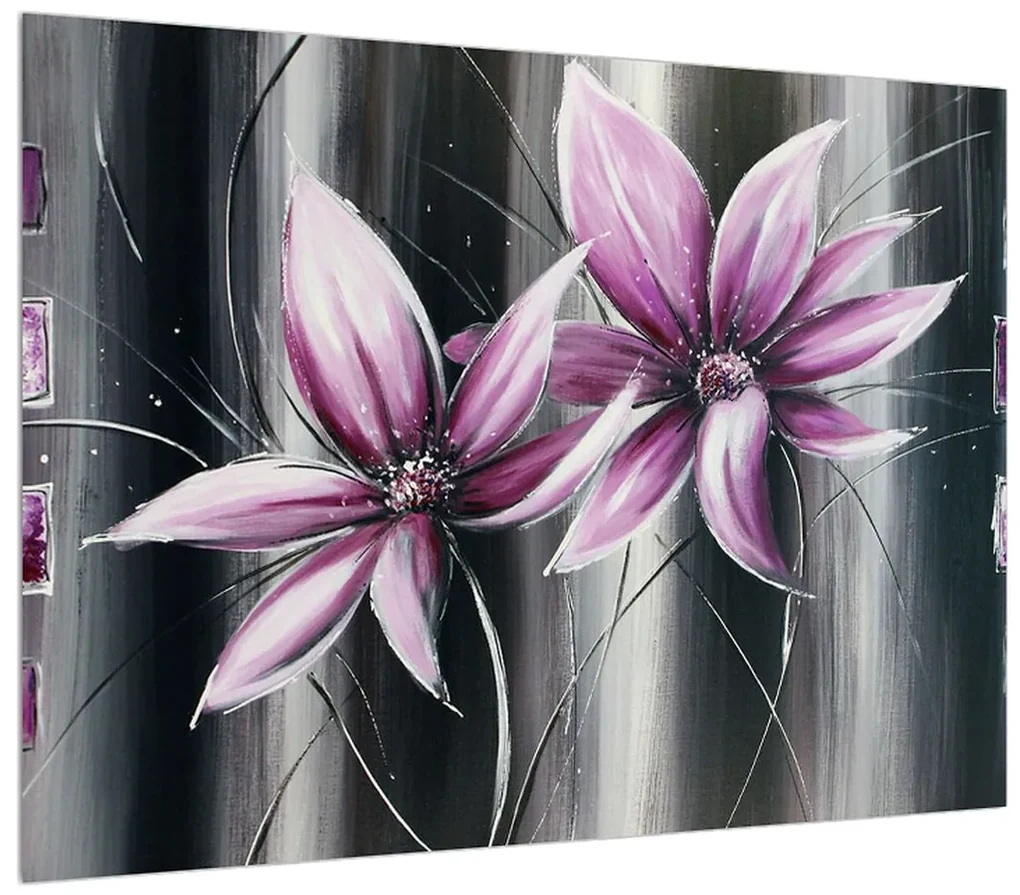 Tablou modern cu flori (70x50 cm), în 40 de alte dimensiuni noi