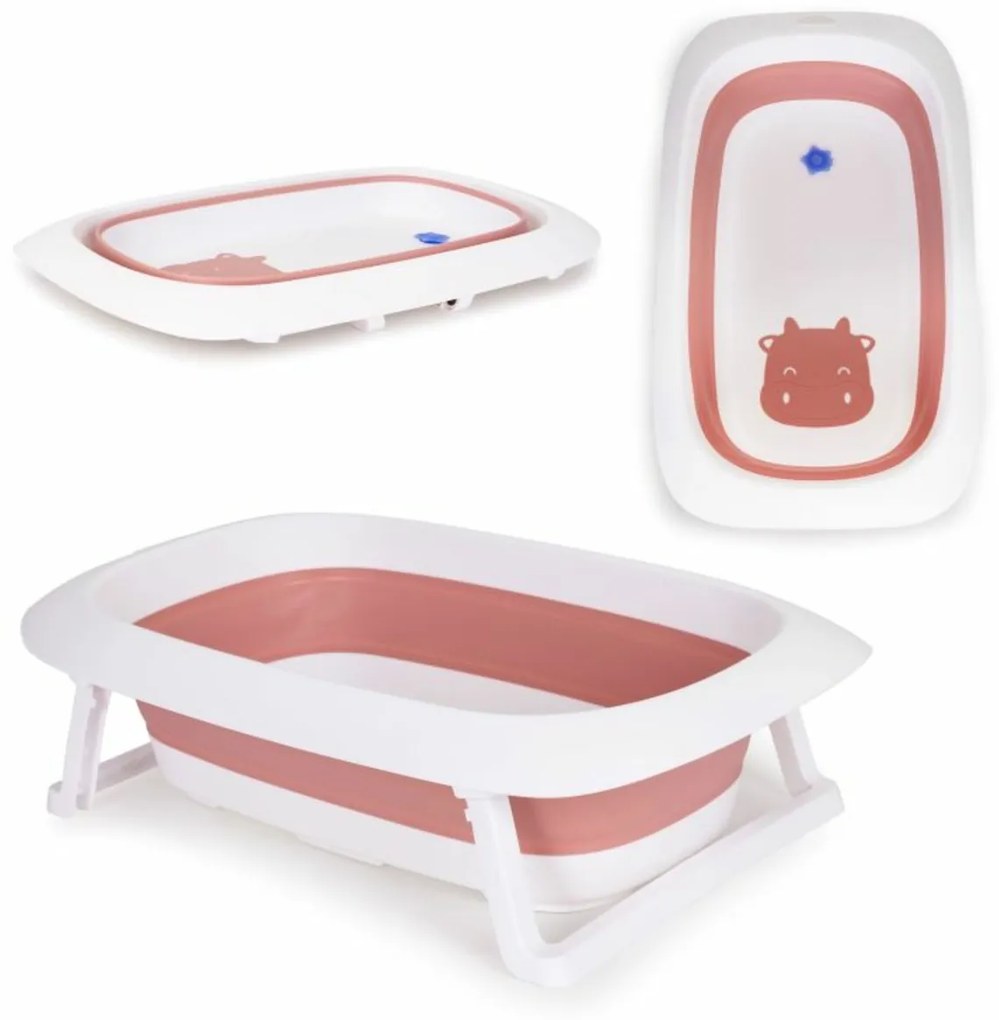 Eco Toys Cada de baie pliabilă pentru copii cu scurgere - roz
