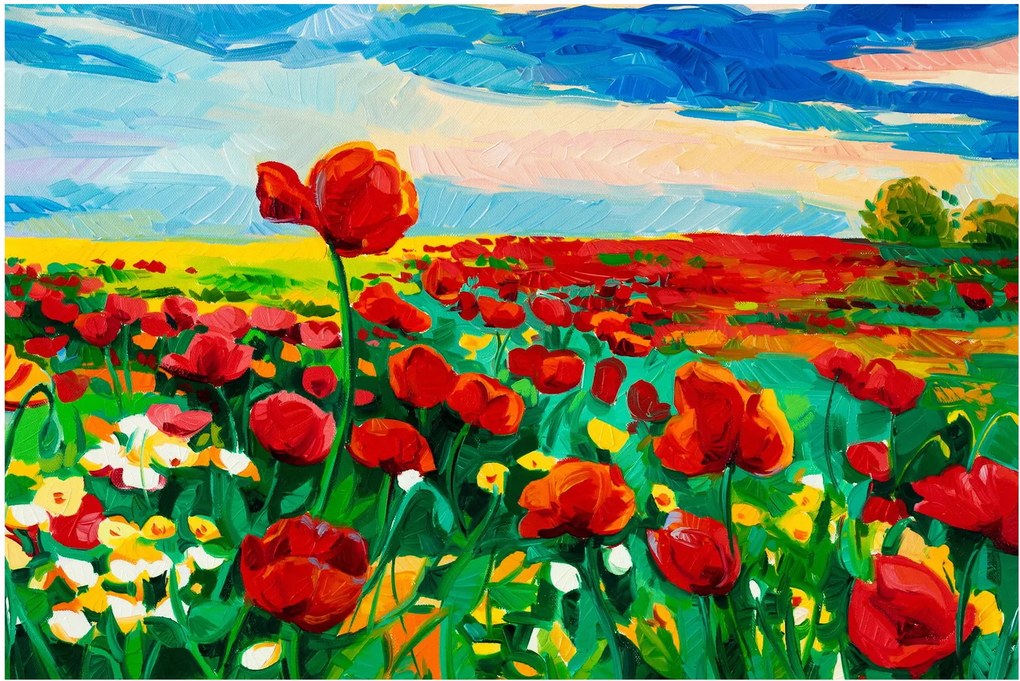 Tablou - Câmp cu maci (90x60 cm)