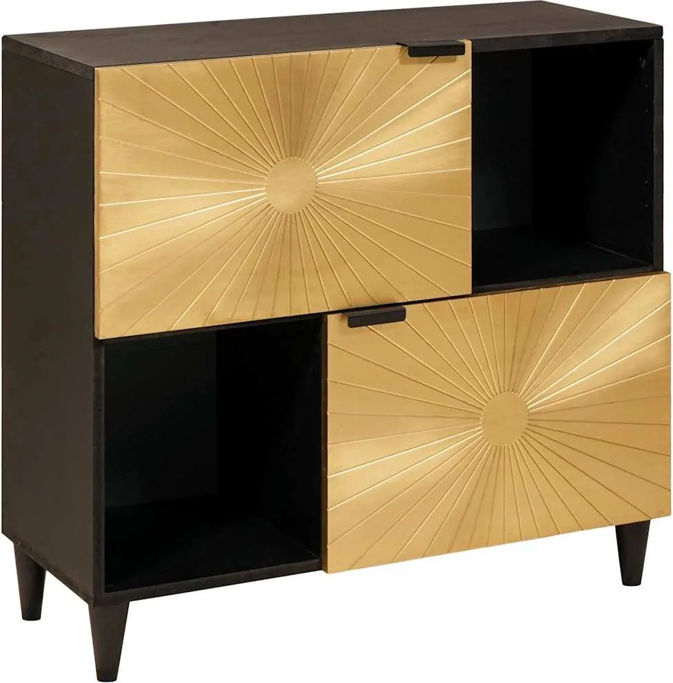 vidaXL Dulap lateral cu raft cu ușă Negru și Aur 80 x 33,5 x 75 cm