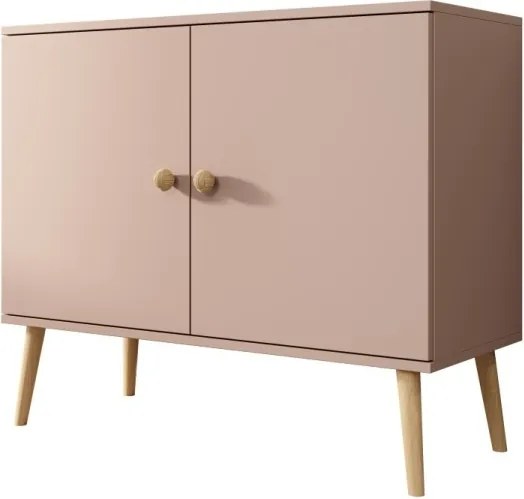 Comodă cu doua usi, 100x42x85 cm, Deri, ADRK Furniture (Culoare: Roz / Roz)