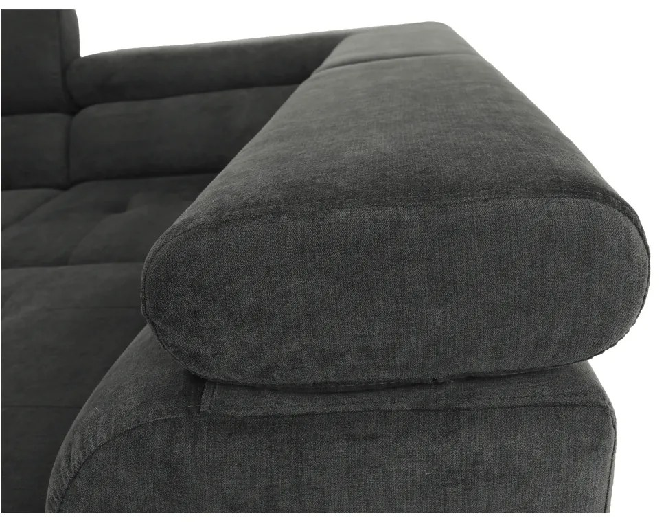 Colţar, piele ecologică gri-maro, model dreapta, BUTON P