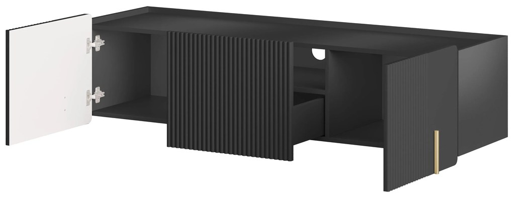 Dulap TV Malmi 150 cm suspendată - negru mat / auriu