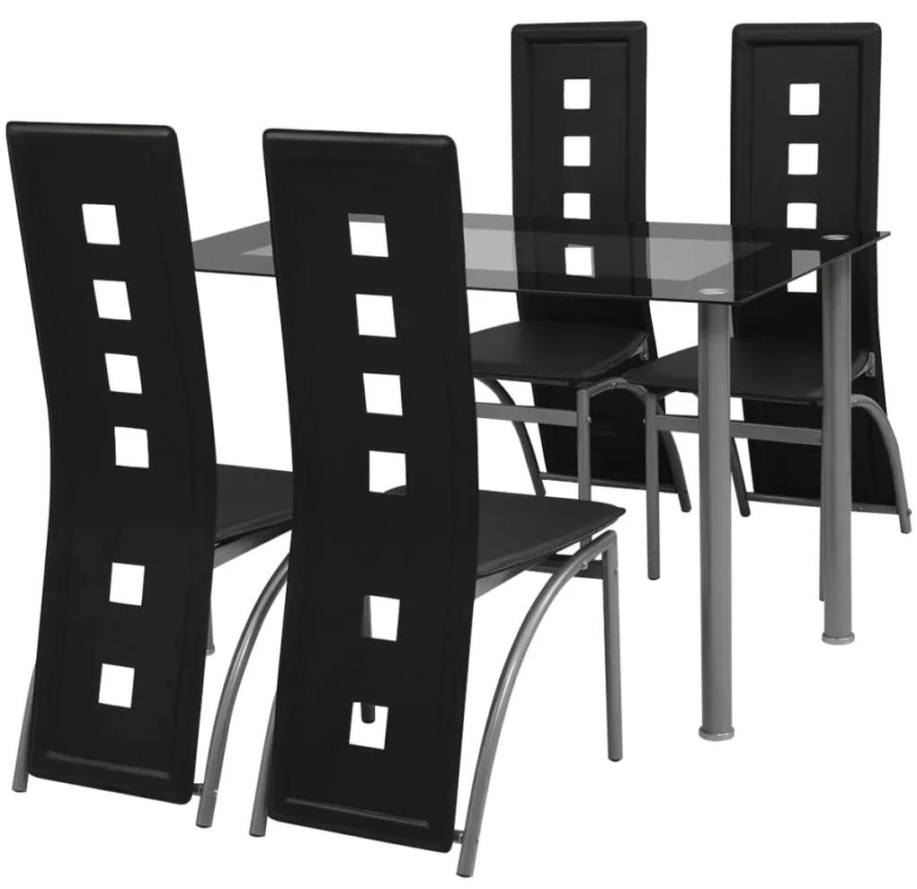 242908 vidaXL Set mobilier de bucătărie, cinci piese, negru