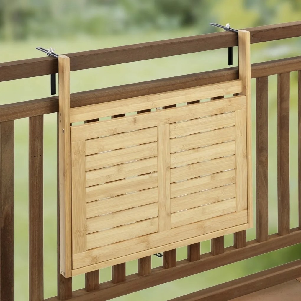 Wenko Măsuță suspendată pentru balcon din bambusWaikiki, 64 × 44 × 65 cm