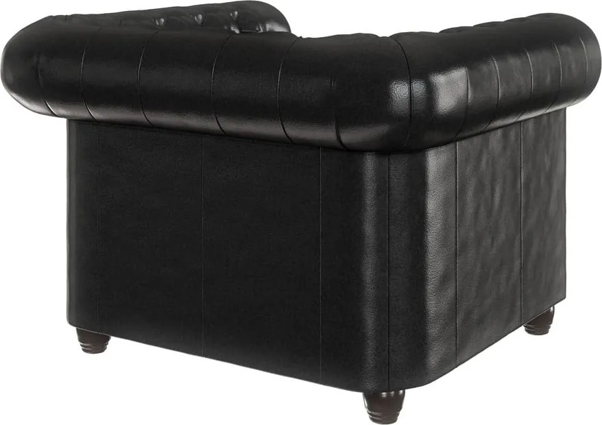 Fotoliu negru cu tapițerie din imitație de piele York – Ropez