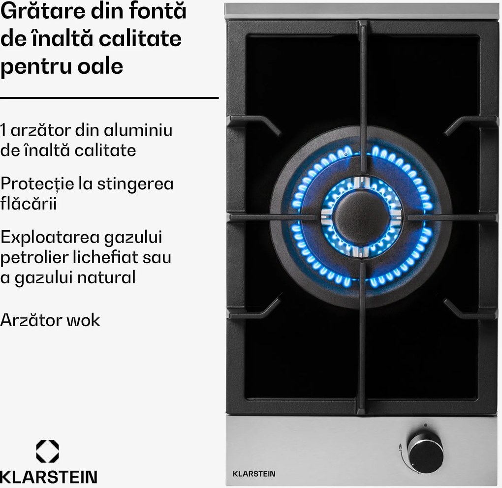 Klarstein Alchemist, plită pe gaz, 1 arzător wok, sticlă ceramică