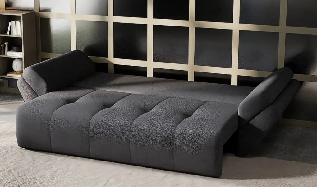 Canapea extensibilă dumonde cu ladă de depozitare si sezut confortabil din spuma high-density, Berlin Enjoy Graphite 250x100 cm