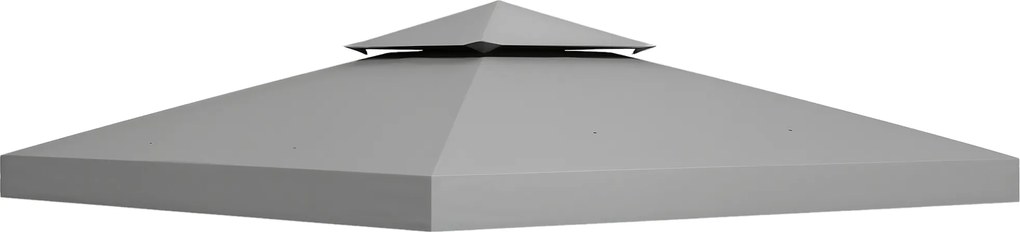 Outsunny Acoperiș de înlocuire pentru pavilion 3 x 3 m, impermeabil, acoperiș dublu cu orificii de scurgere, gri deschis | Aosom Romania