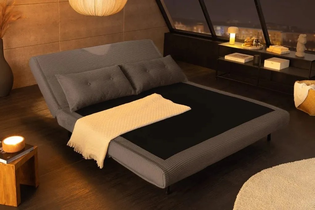 Fotoliu Pat SMART MULTIFUNCTION 140cm catifea raiata gri