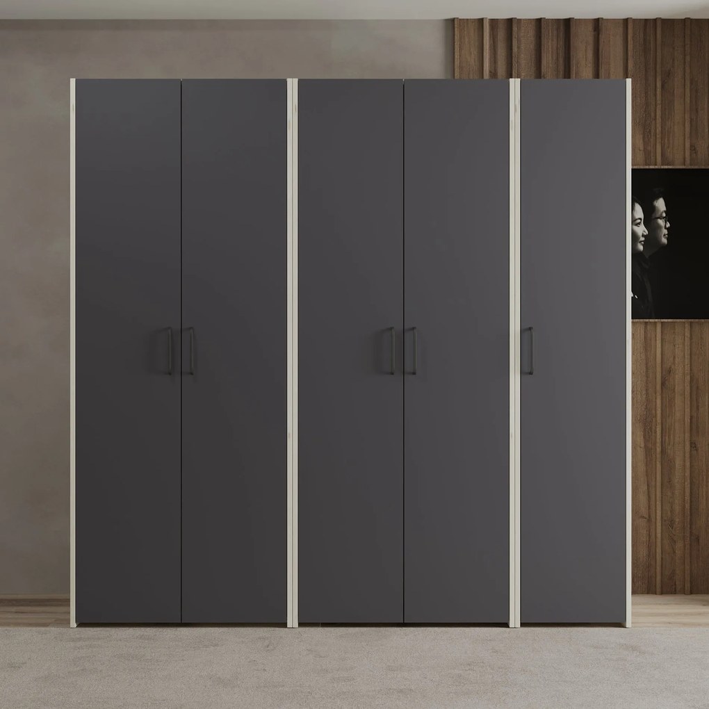 Dressing Malmo V1, Stejar Alb/Antracit, L 204 cm