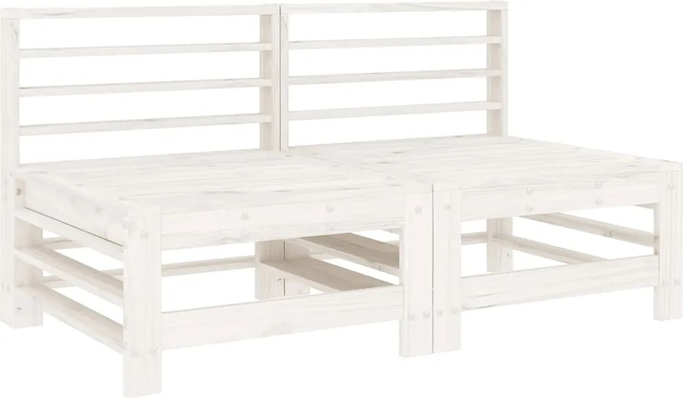 vidaXL Canapele de mijloc pentru grădină, 2 buc., alb, lemn masiv pin