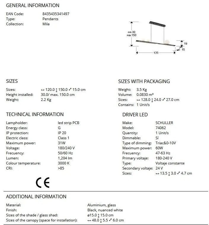 Lustra LED suspendata design modern Mila negru