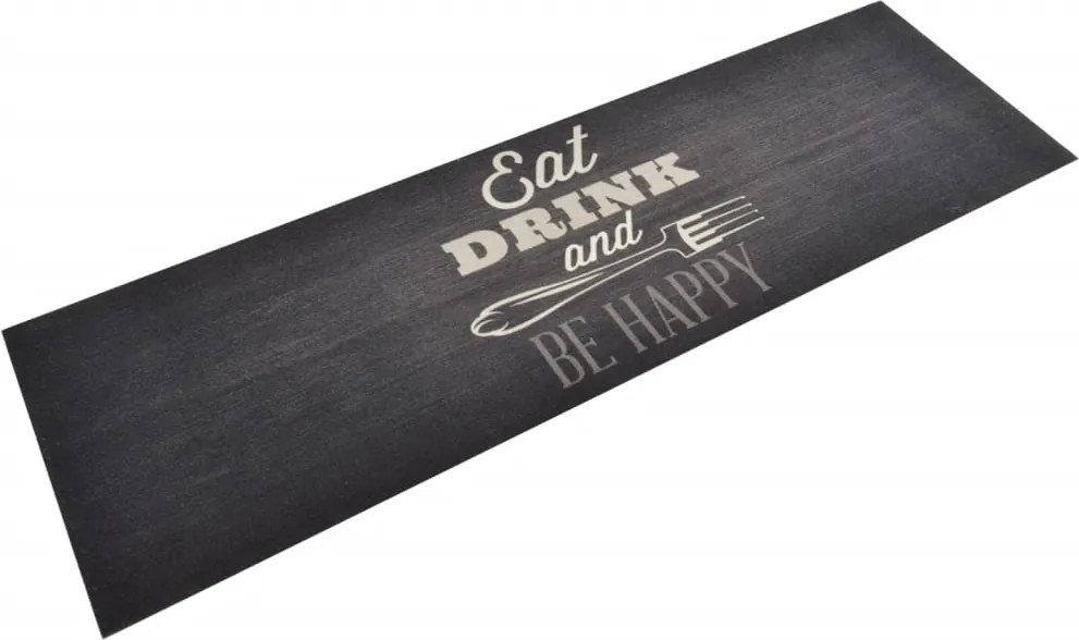 vidaXL Covor de bucătărie lavabil Kitchen, negru, 60x180 cm, catifea