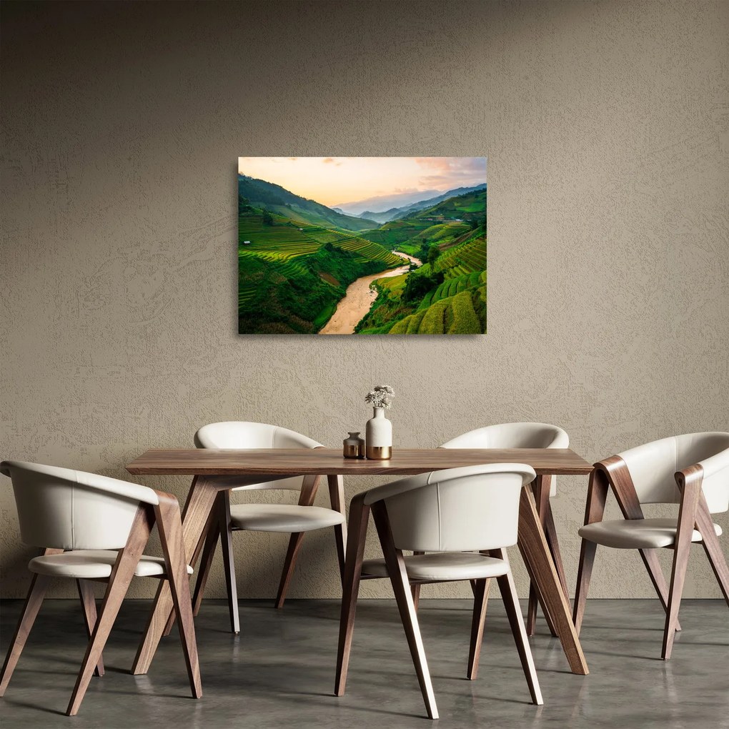 Tablou pe sticlă - Terase de orez II. (70x50 cm)