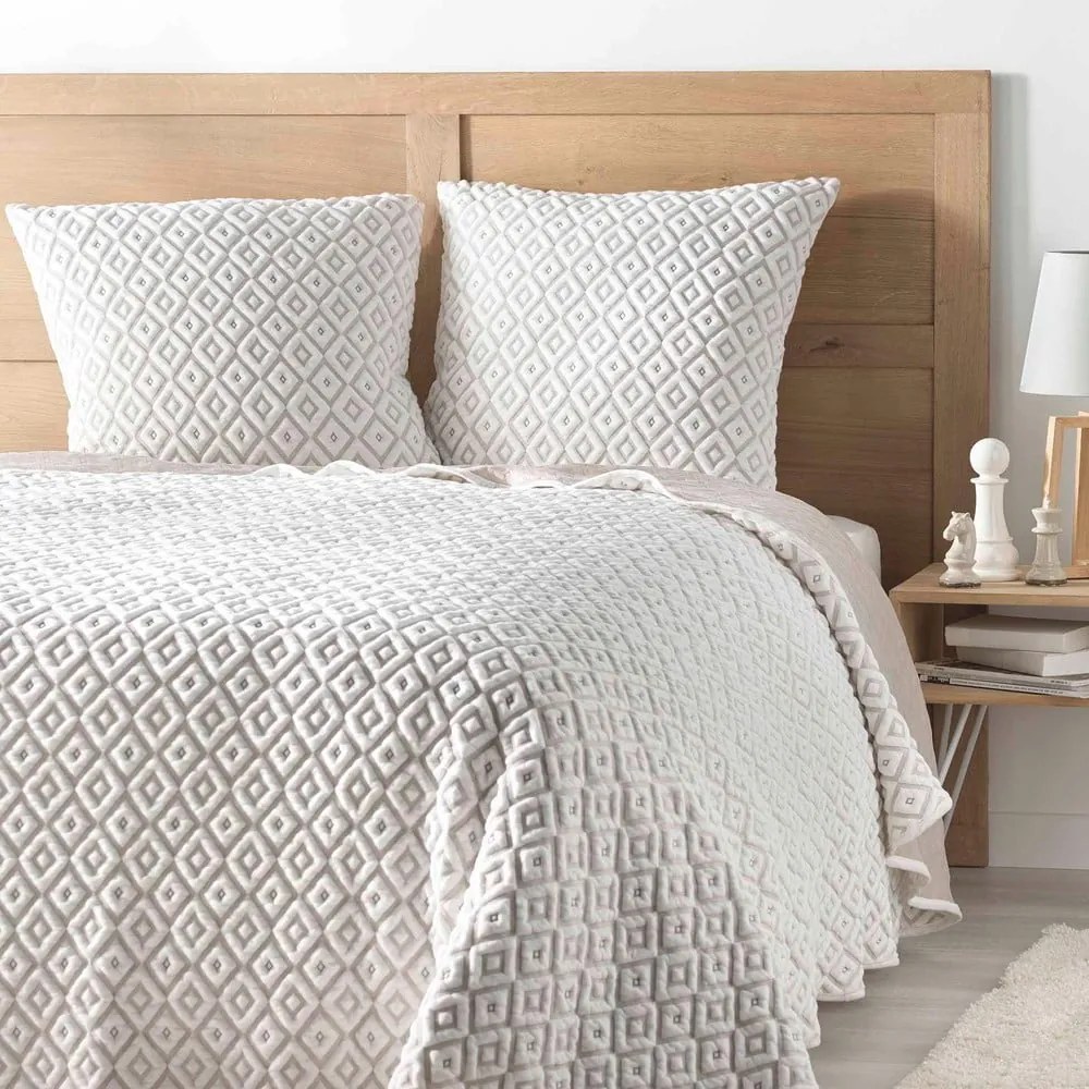 Set cuvertură și față de pernă alb-bej din jerseu 240x260 cm Joana – douceur d'intérieur