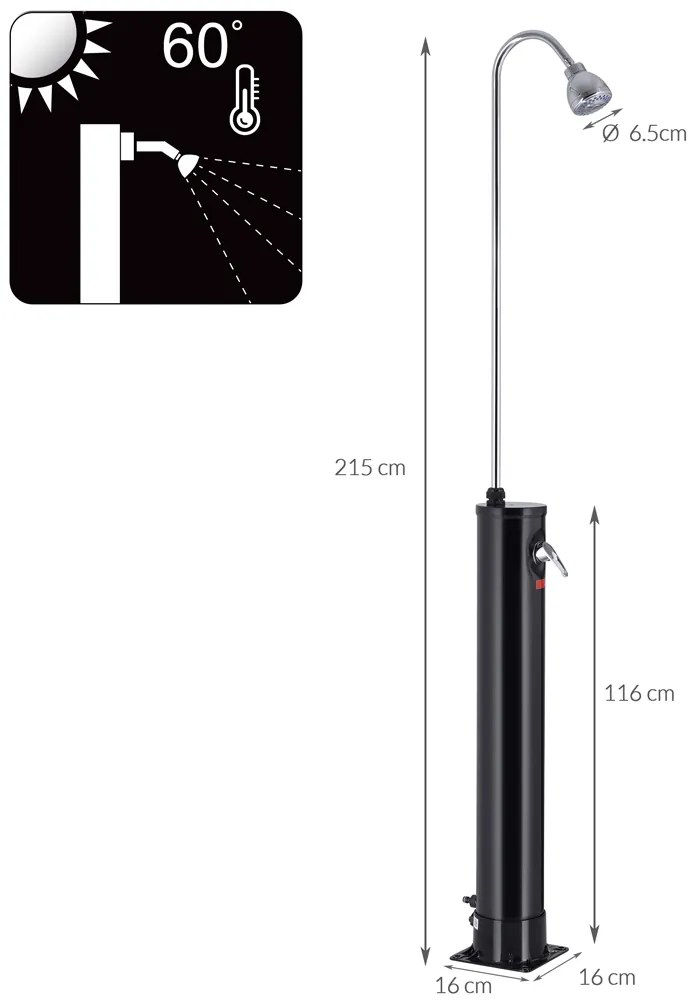 Deuba Duș solar de grădină - negru 18 L