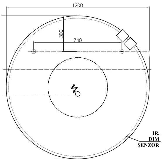 Oglinda rotunda Kolpasan, Maribor, iluminare LED, 120 cm