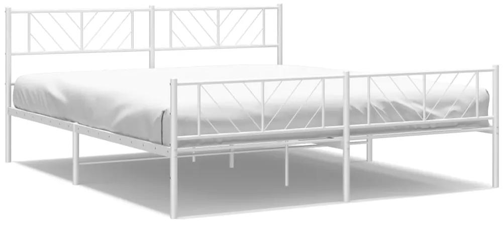 372253 vidaXL Cadru de pat metalic cu tăblie, alb, 200x200 cm