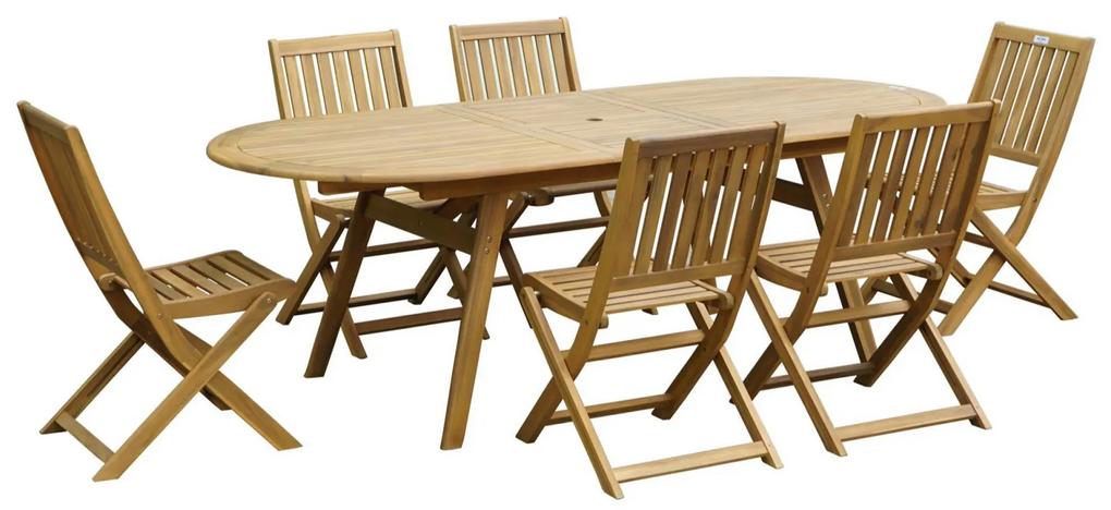 Set mobilier gradina masa cu scaune lemn acacia 6 persoane