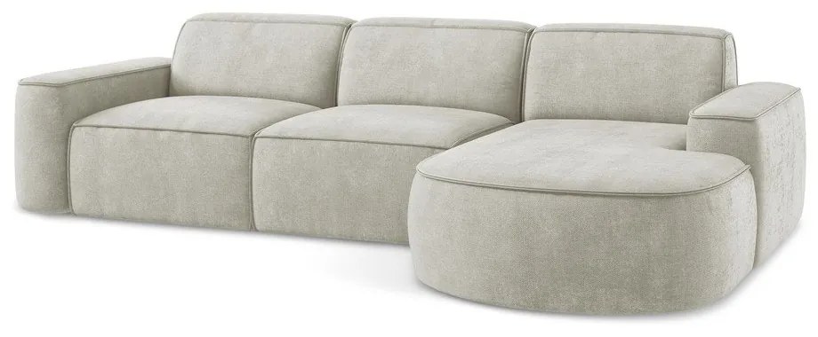 Colțar crem cu tapițerie din chenille (cu colț pe partea dreaptă/cu șezlong) Omao – Makamii