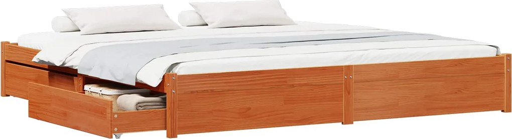 vidaXL Cadru de pat Maroniu cerat 200 x 200 cm Lemn de pin masiv