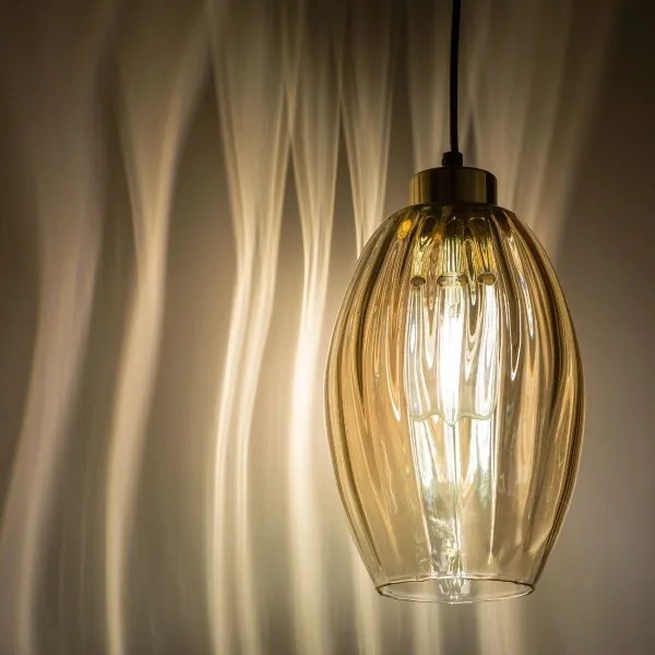 Lampă suspendată LED pe cablu SEBO 1xE27/15W/230V negru/bej fumuriu