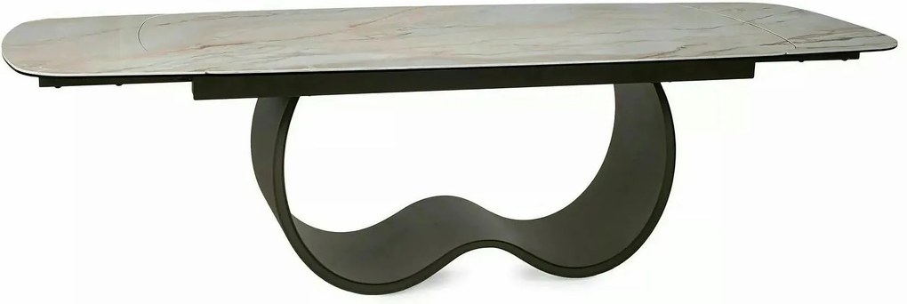Masă extensibilă CASABLANCA, bej/cupru, sticlă securizată/ceramică/met