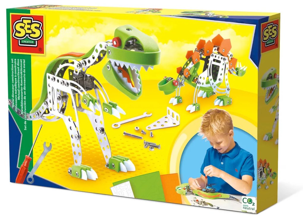 Set de constructie - Dinozauri din metal T-rex si Stegosaurus